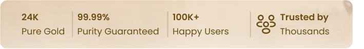 24K Pure Gold, 99.99% Purity, 100K+ Happy Users, Trusted by Thousands